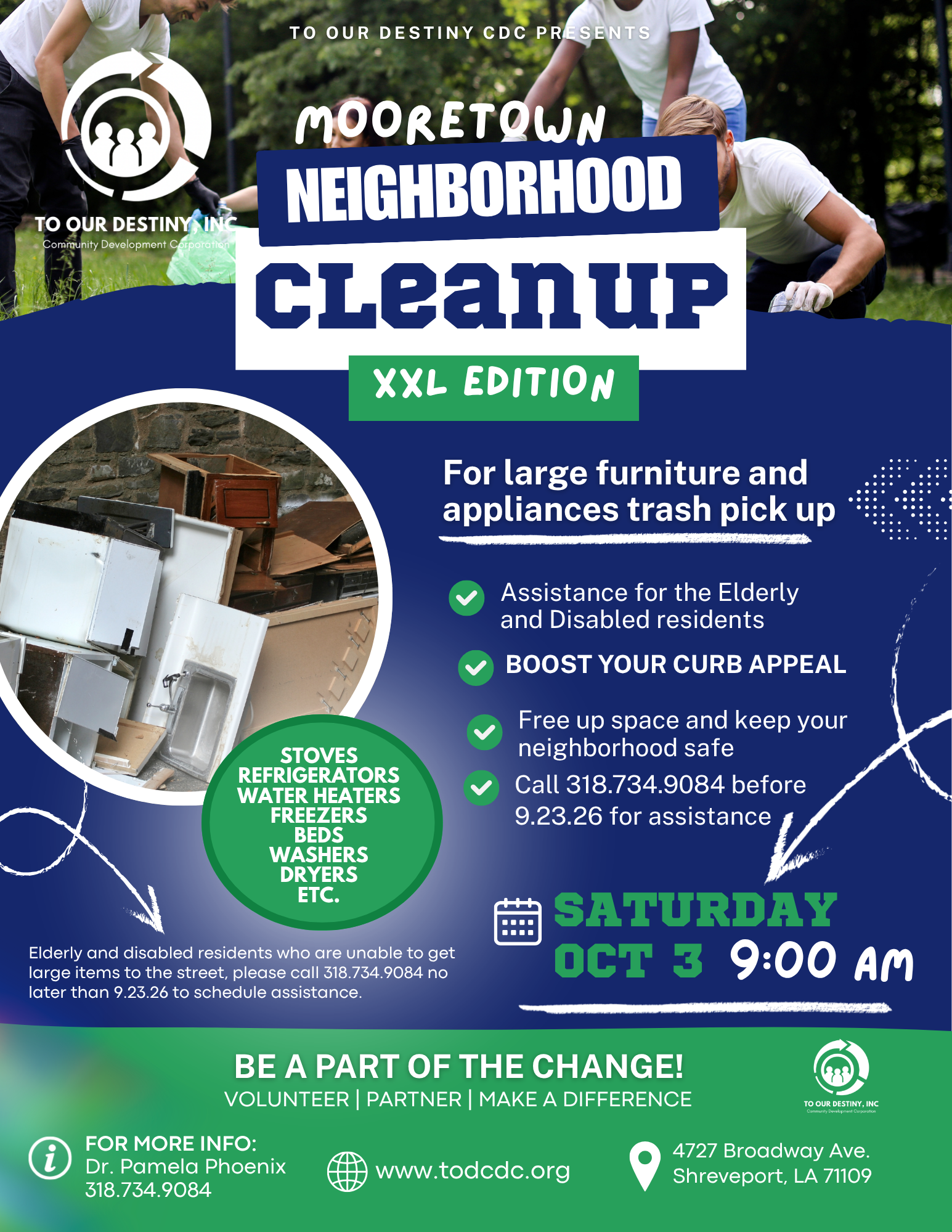 Mooretown Neighborhood Cleanup XXL Edition flyer — Saturday October 3, 2026 at 9:00 AM