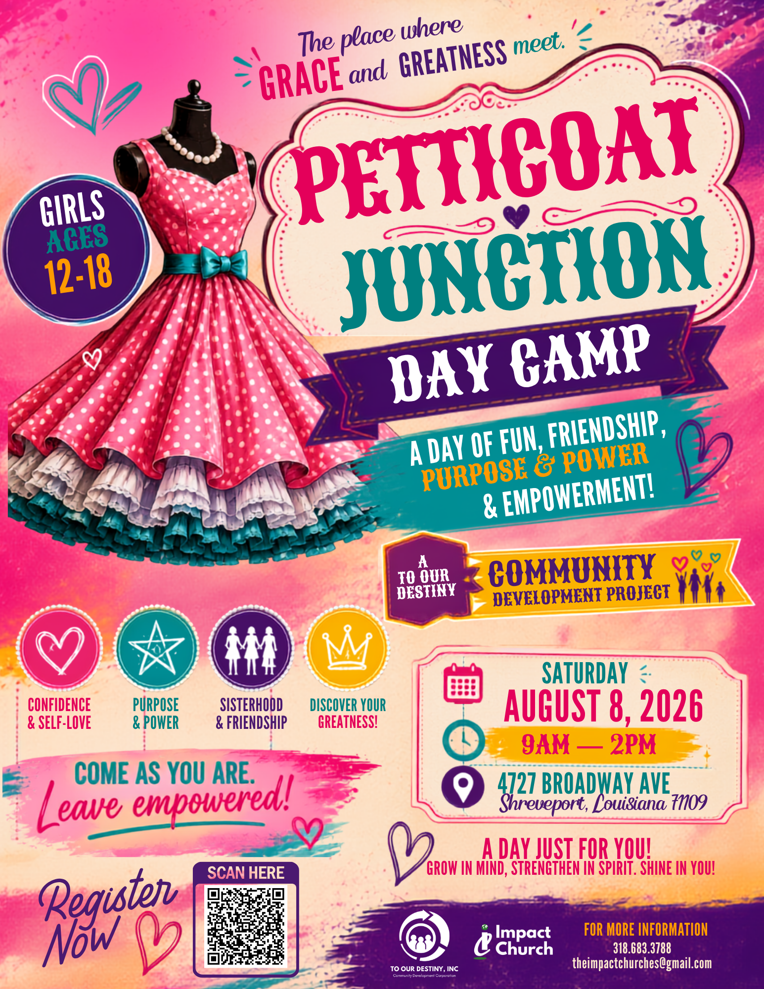 Petticoat Junction Day Camp flyer — Saturday August 8, 2026